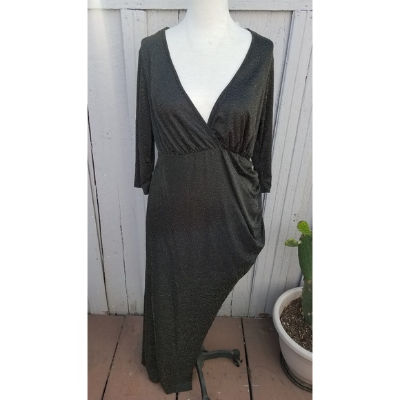 3x GOLD LONG SLEEVE SYMMETRICAL DRESS RUCHING - Picture 6 of 6